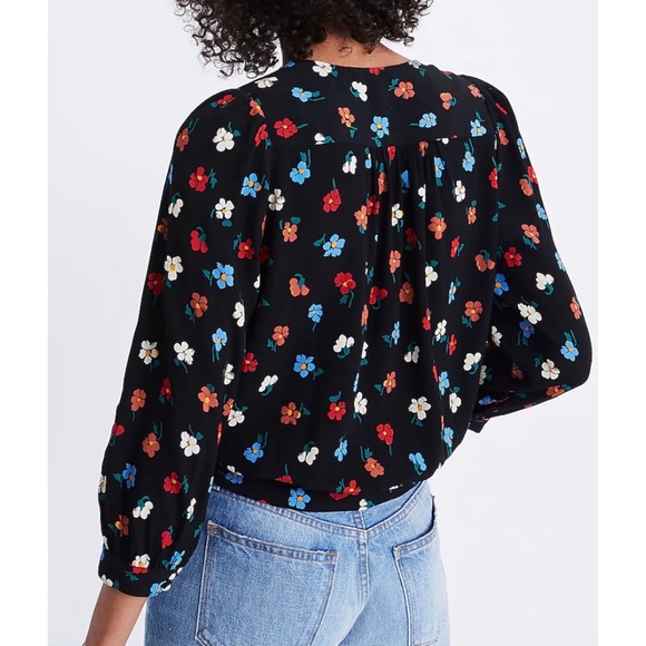 Madewell Wrap Top 3/4 Sleeve in Pressed Flowers Floral Style #K1698 - Picture 2 of 6